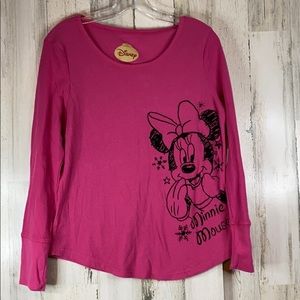 Disney Minnie Mouse Pink Girl Youth Thermal Shirt